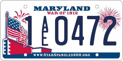 MD license plate 1AE0472