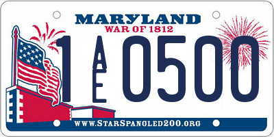 MD license plate 1AE0500