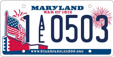 MD license plate 1AE0503