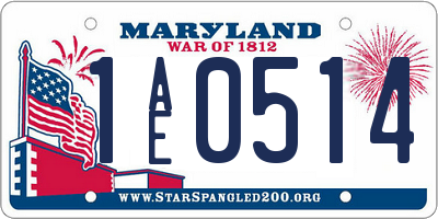 MD license plate 1AE0514
