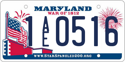 MD license plate 1AE0516