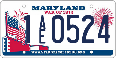 MD license plate 1AE0524