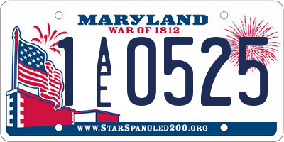 MD license plate 1AE0525