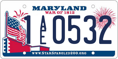 MD license plate 1AE0532