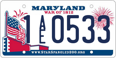 MD license plate 1AE0533