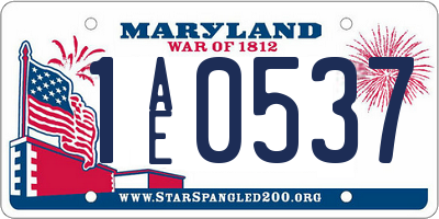 MD license plate 1AE0537