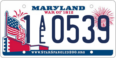 MD license plate 1AE0539