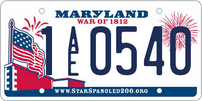 MD license plate 1AE0540