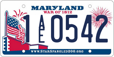 MD license plate 1AE0542