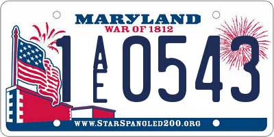MD license plate 1AE0543