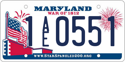 MD license plate 1AE0551