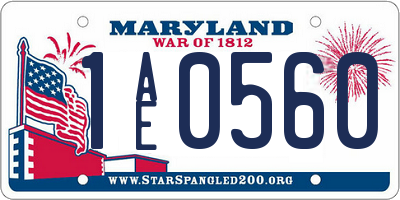 MD license plate 1AE0560