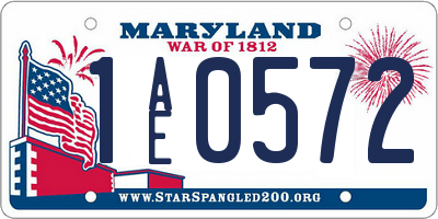 MD license plate 1AE0572