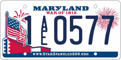 MD license plate 1AE0577