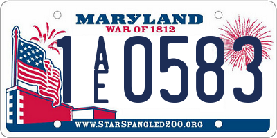 MD license plate 1AE0583