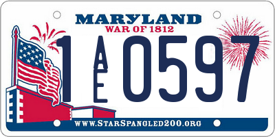 MD license plate 1AE0597