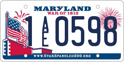 MD license plate 1AE0598
