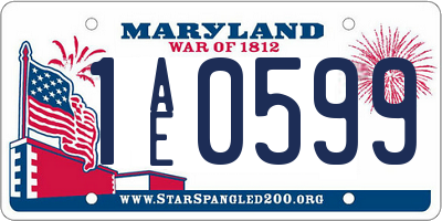 MD license plate 1AE0599