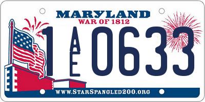 MD license plate 1AE0633