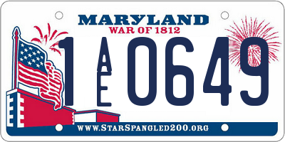 MD license plate 1AE0649