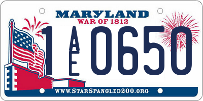 MD license plate 1AE0650