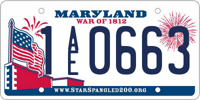 MD license plate 1AE0663