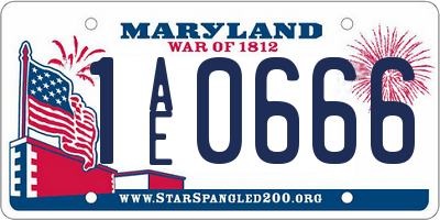 MD license plate 1AE0666