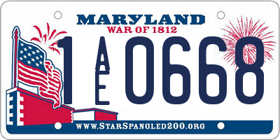 MD license plate 1AE0668