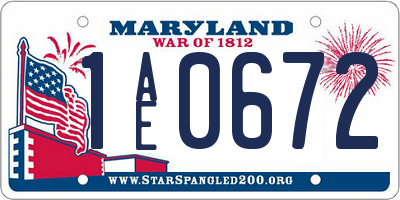 MD license plate 1AE0672