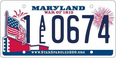 MD license plate 1AE0674