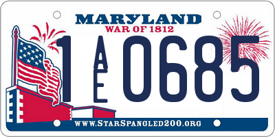 MD license plate 1AE0685
