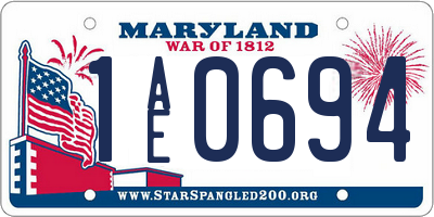 MD license plate 1AE0694