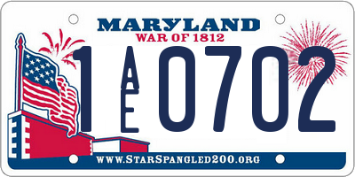 MD license plate 1AE0702