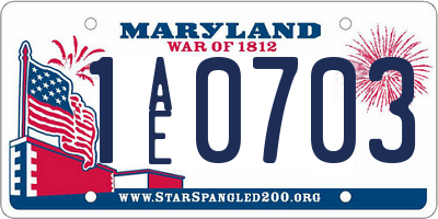 MD license plate 1AE0703