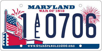 MD license plate 1AE0706