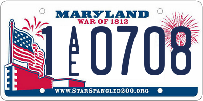 MD license plate 1AE0708