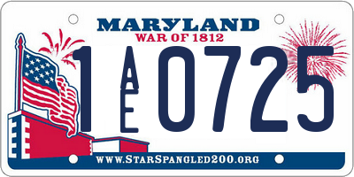 MD license plate 1AE0725