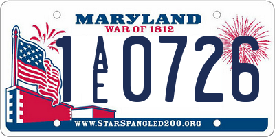 MD license plate 1AE0726