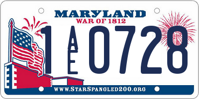 MD license plate 1AE0728