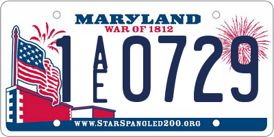 MD license plate 1AE0729