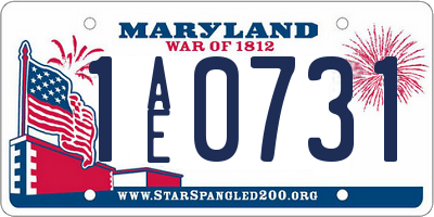 MD license plate 1AE0731
