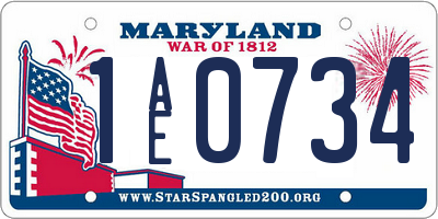 MD license plate 1AE0734