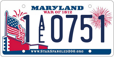 MD license plate 1AE0751
