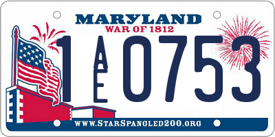 MD license plate 1AE0753