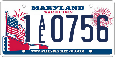MD license plate 1AE0756