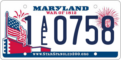 MD license plate 1AE0758