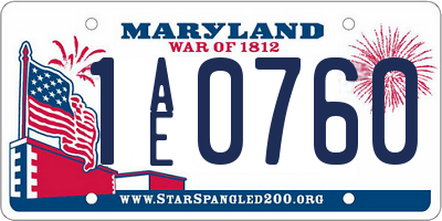 MD license plate 1AE0760