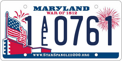 MD license plate 1AE0761