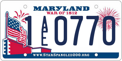 MD license plate 1AE0770