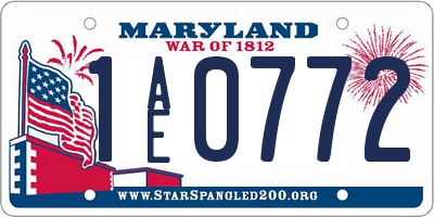 MD license plate 1AE0772